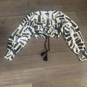 House of Harlow 1960 | NWT  | Black patterned Linen Blend Crop Top